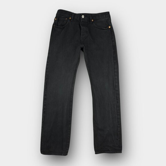 Levi’s 501 Original Black Button Fly Straight Leg Denim Jeans Mens 31x30 Red Tab - Picture 1 of 9